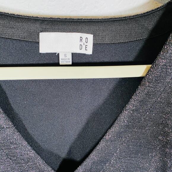 Anthropologie RO & DE Cassidy V-Neck Long Sleeve Metallic Shimmer Blouse Small - Picture 5 of 13